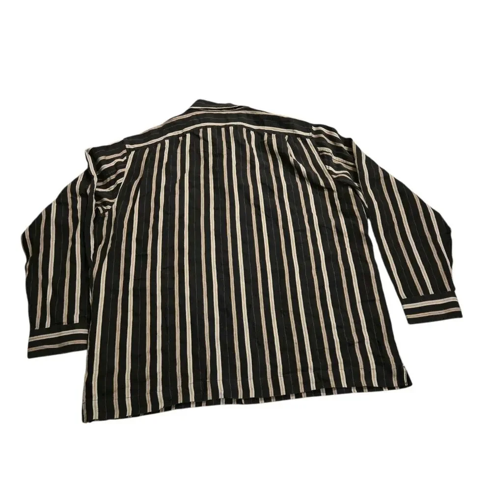 Banana Republic Men XL Carpinteria Linen Cotton Striped Utility Shirt Jacket